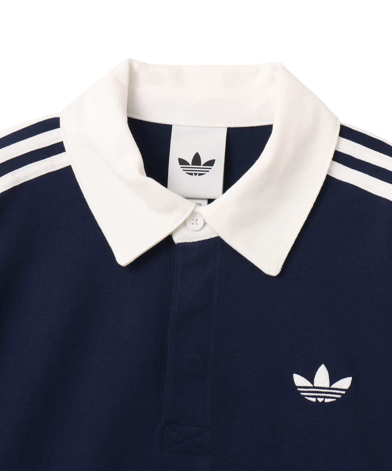 adidas 3-STRIPES RUGBY LONGSLEEVE POLO ナイトインディゴの画像