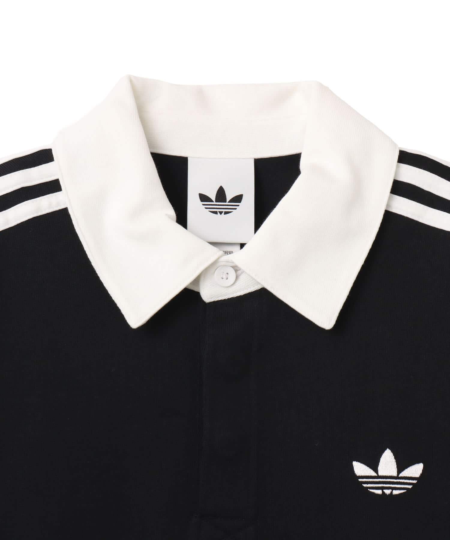 adidas 3-STRIPES RUGBY LONGSLEEVE POLO ブラックの画像