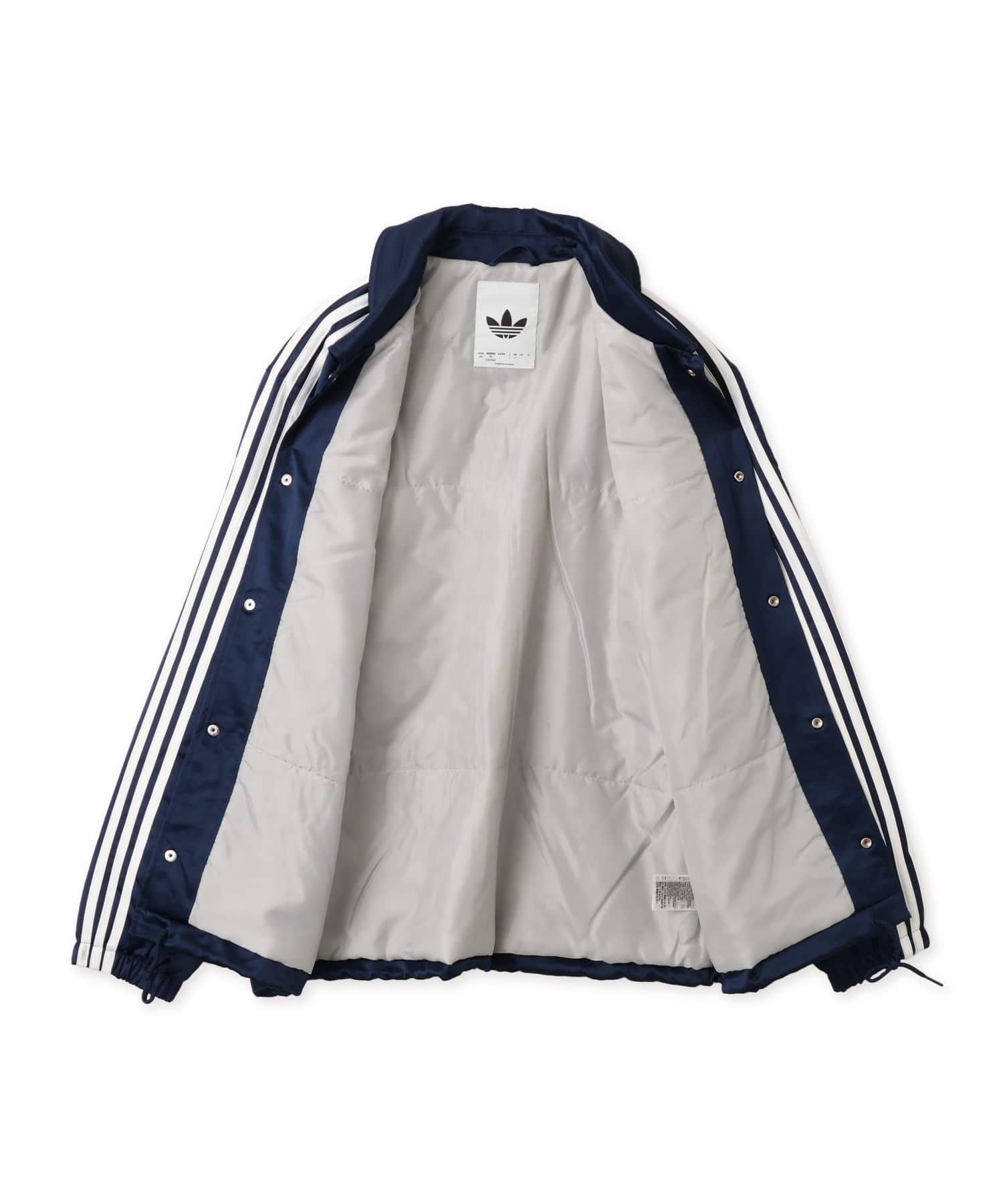 adidas 3 STRIPES SATIN PADDED JACKET ナイトインディゴの画像