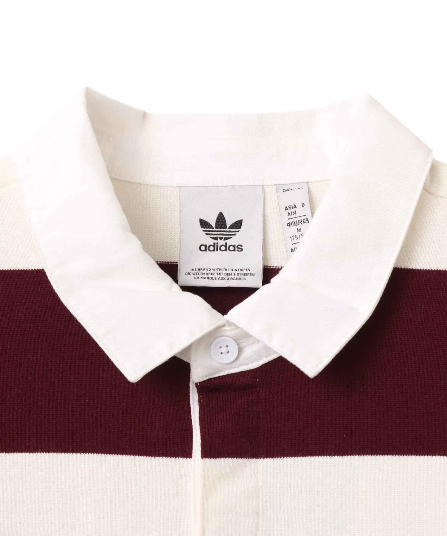 adidas DEPT STRIPED POLO SHIRT オフホワイト/マルーンの画像