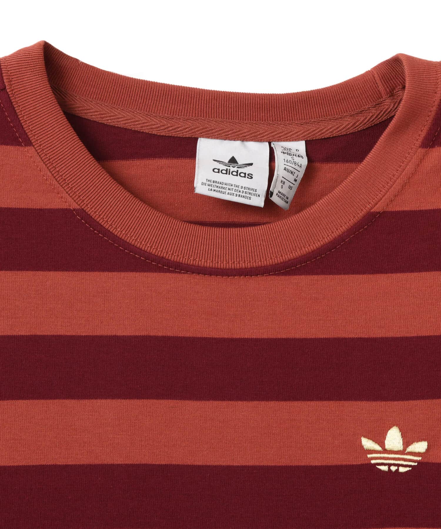 adidas ATHLETIC DEPT STRIPED SHORT SLEEVE TEE マルーン/ワイルドセピアの画像