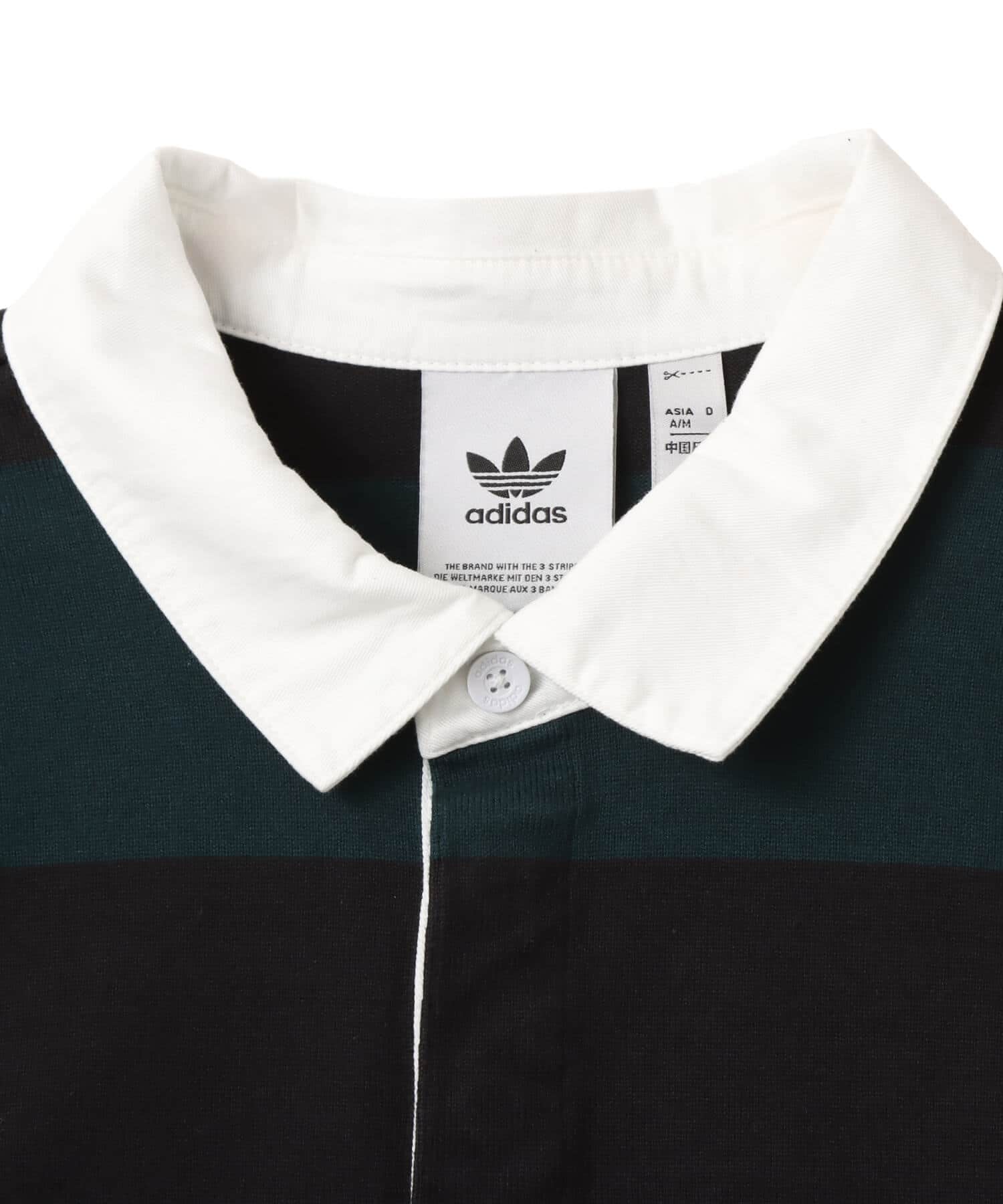 adidas DEPT STRIPED POLO SHIRT ブラック/オーロラアイビーの画像