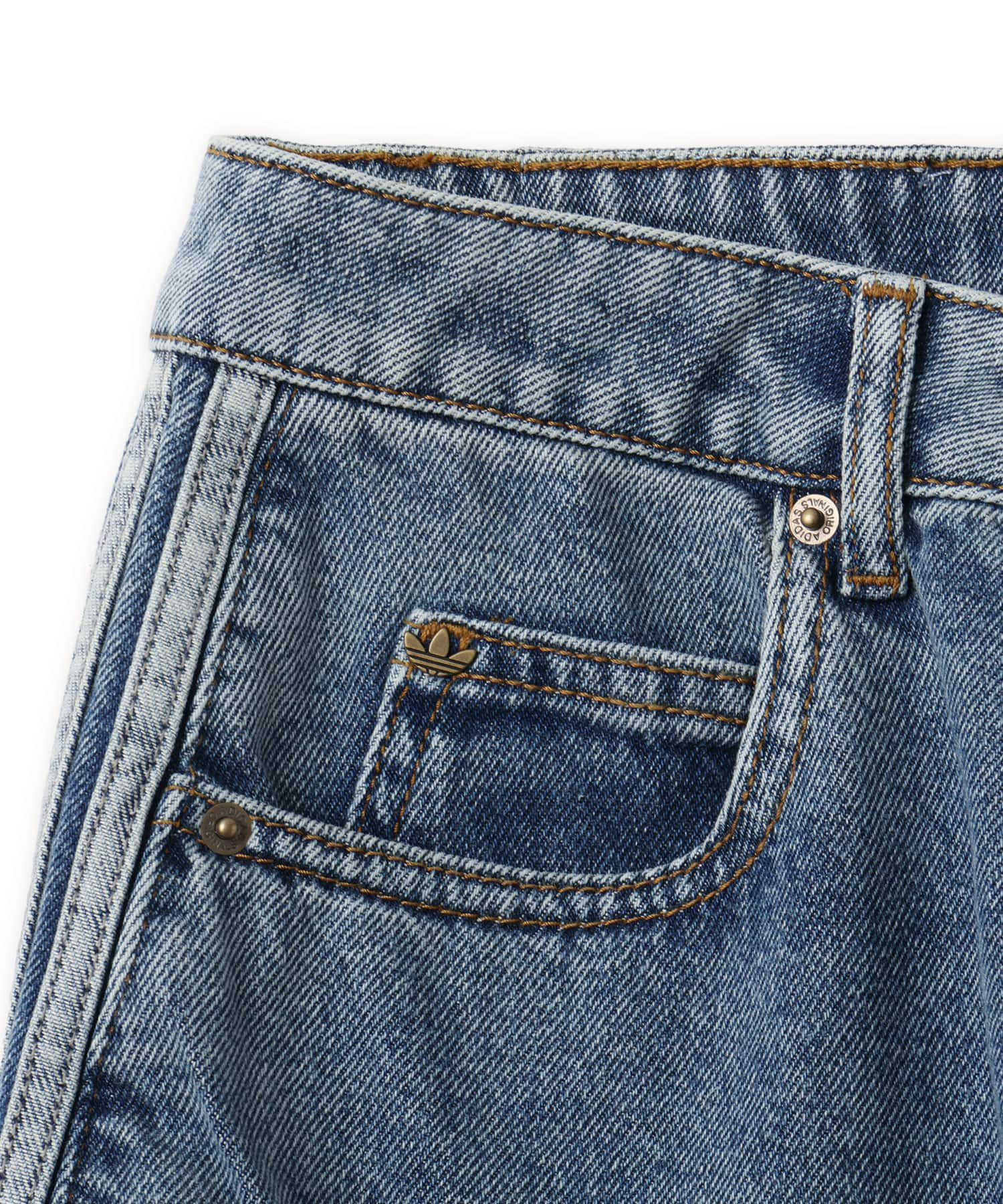 adidas HIGH RISE BARREL LEG DENIM PANT ウォーンブルーデニムの画像