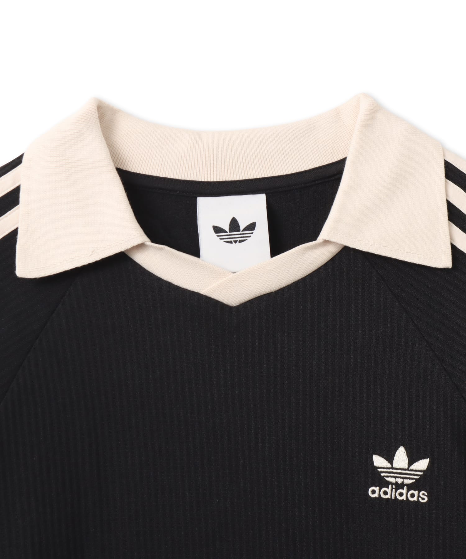 adidas WAFFLE LONG SLEEVE POLO ブラックの画像