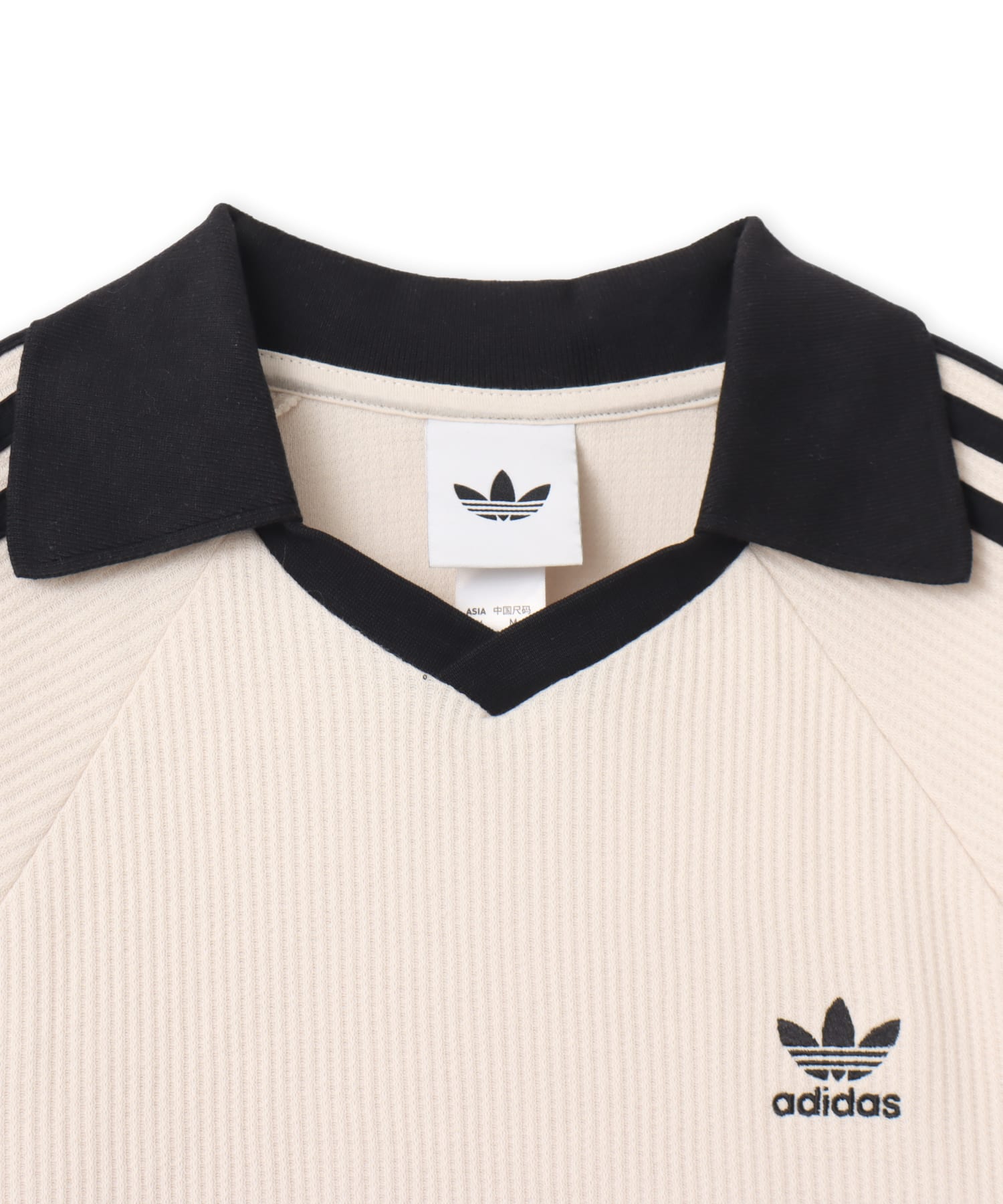adidas WAFFLE LONG SLEEVE POLO ワンダーホワイトの画像