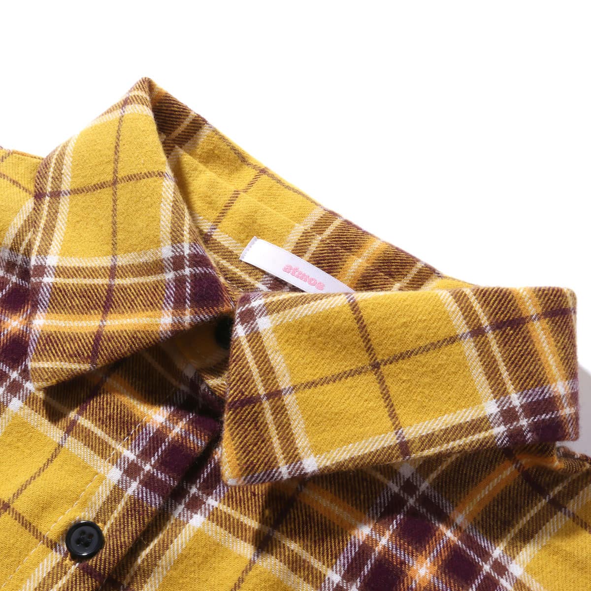 atmos pink ロング チェック シャツ YELLOWの画像