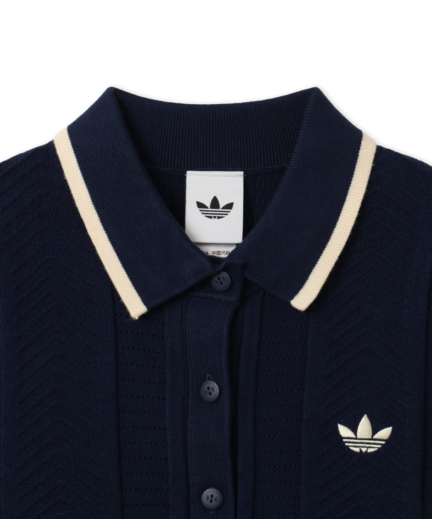 adidas CABLE KNIT CALI TEE POLO ナイトインディゴの画像