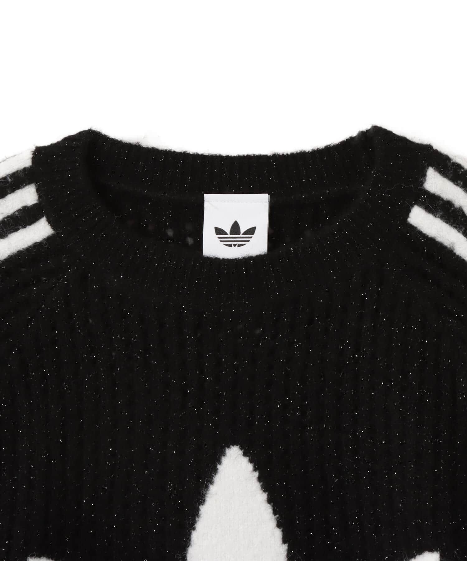 adidas KNIT CREW SWEATSHIRT ブラックの画像