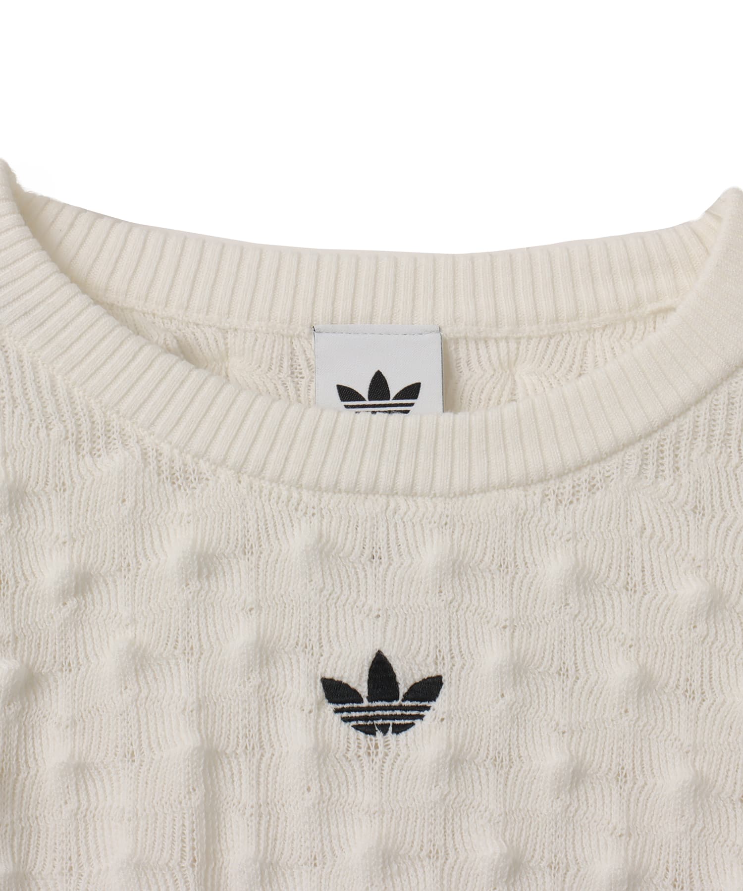 adidas SLIM SOLID SPIKE KNIT SWEATSHIRT ホワイトの画像