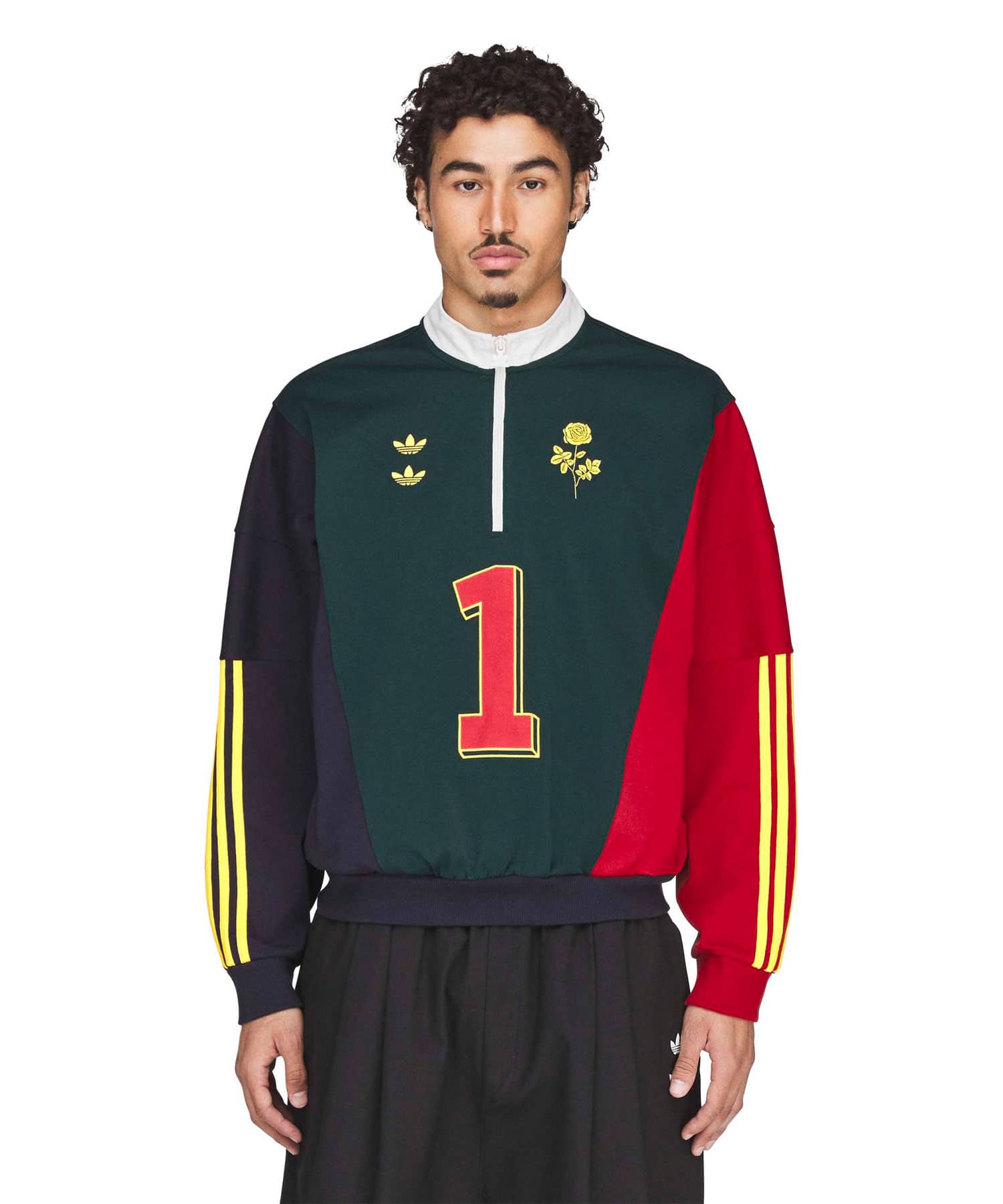 adidas CHAVARRIA WATSONVILLE QUARTER ZIP オーロラアイビー/レジェンドインク/ベタースカーレットの画像