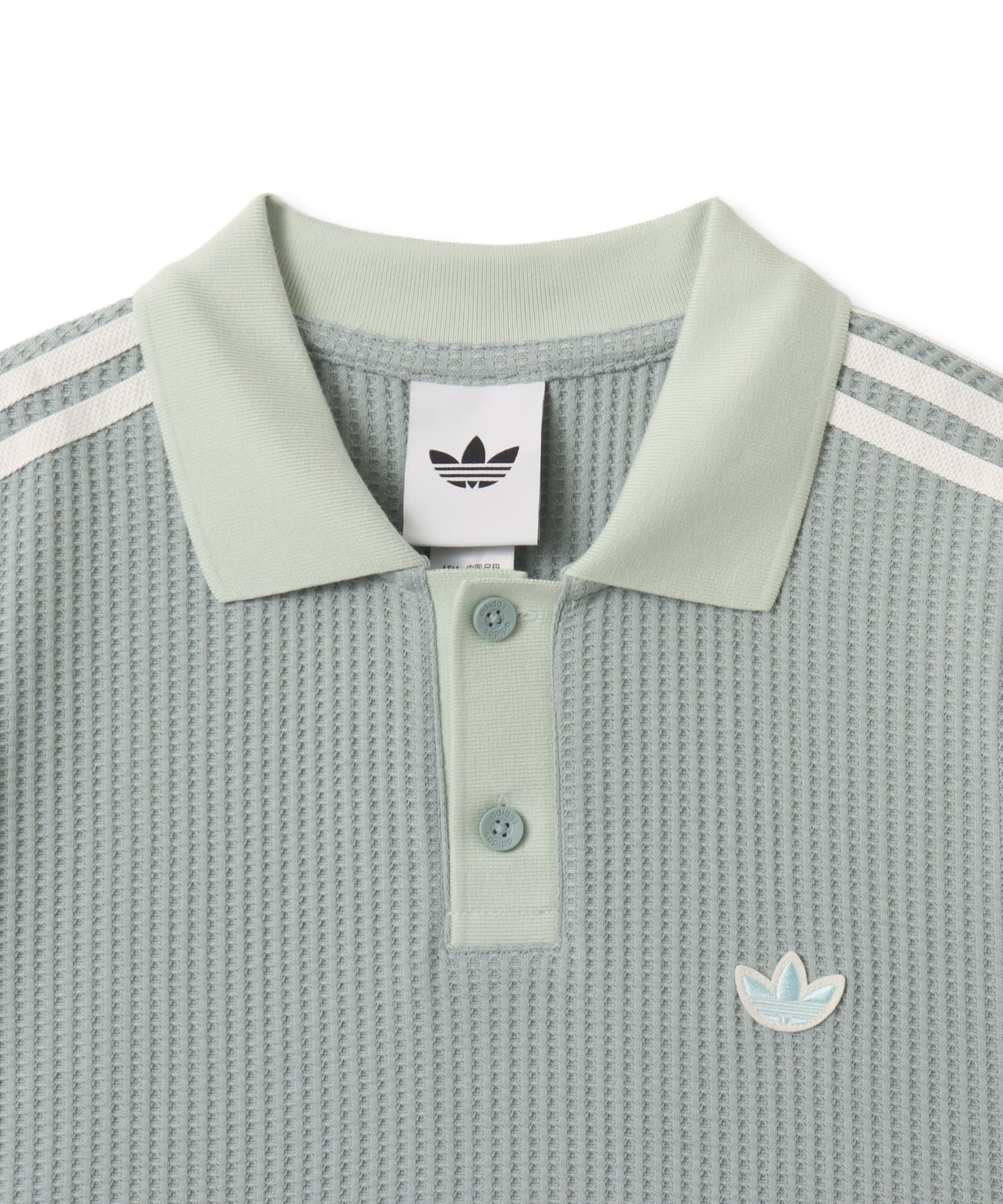 adidas WAFFLE KNIT POLO SHIRT ワンダーセージの画像