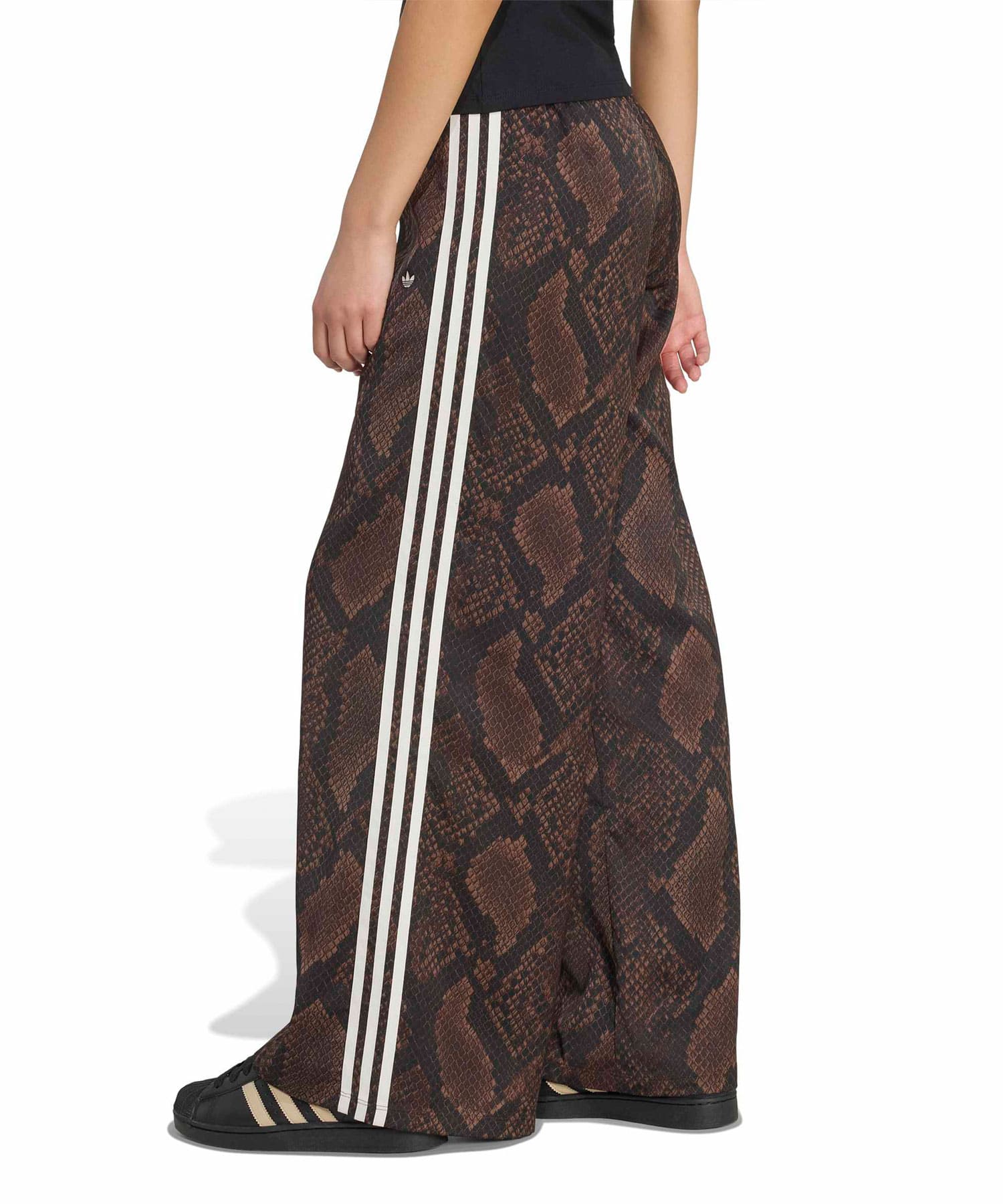 adidas SNAKE PRINT SATIN WIDE LEG TRACK PANTS アースストレータ/オーロラコーヒーの画像