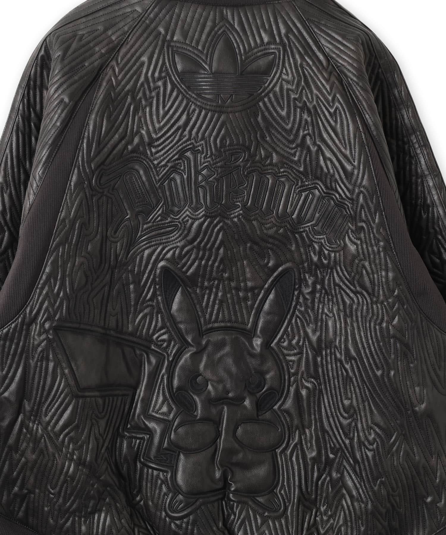 adidas POKEMON PLEATHER JACKET ブラックの画像