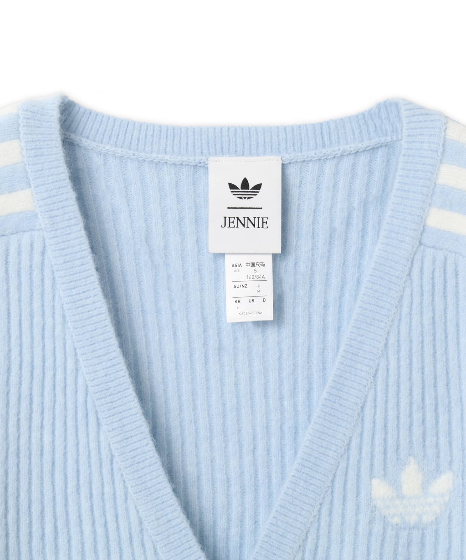 adidas JENNIE KNITTED WRAP AROUND CARDIGAN ワンダーブルーの画像