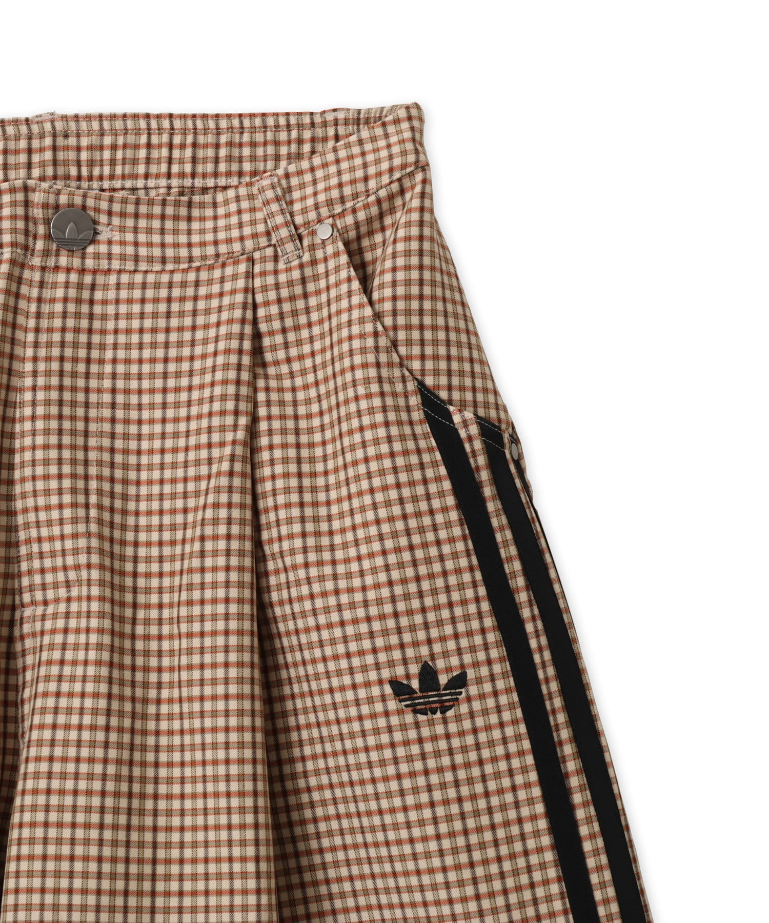 adidas CHECKS TROUSER LOOSE PANTS クリスタルリネン/オーロラコーヒーの画像