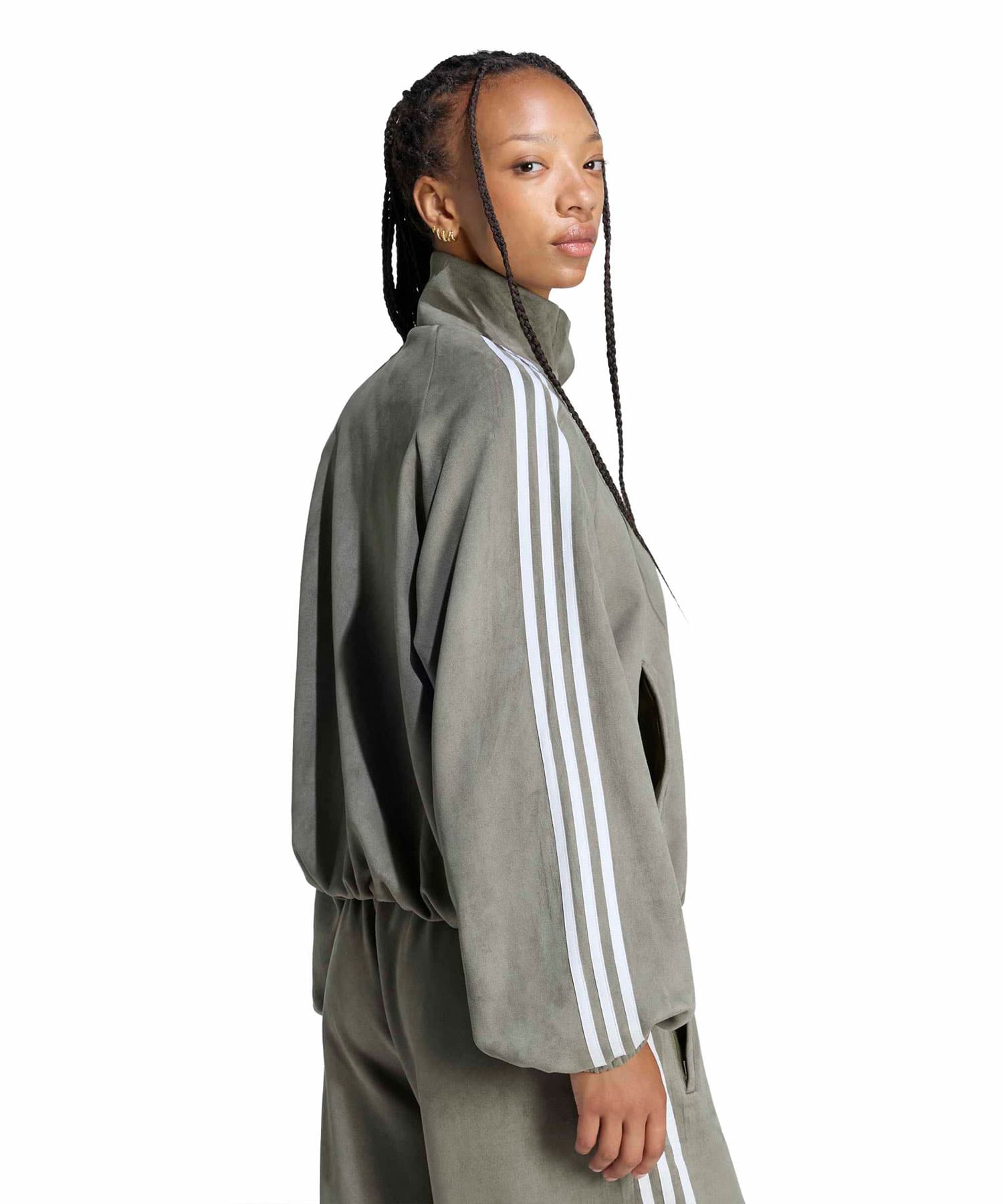 adidas ADILENIUM FAUX SUEDE TRACK TOP オリーブストレータの画像