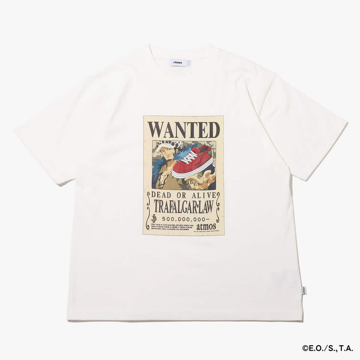 atmos × ONE PIECE WANTED POSTER T-SHRTS WHITE×TRAFALGAR LAW 23SU-S