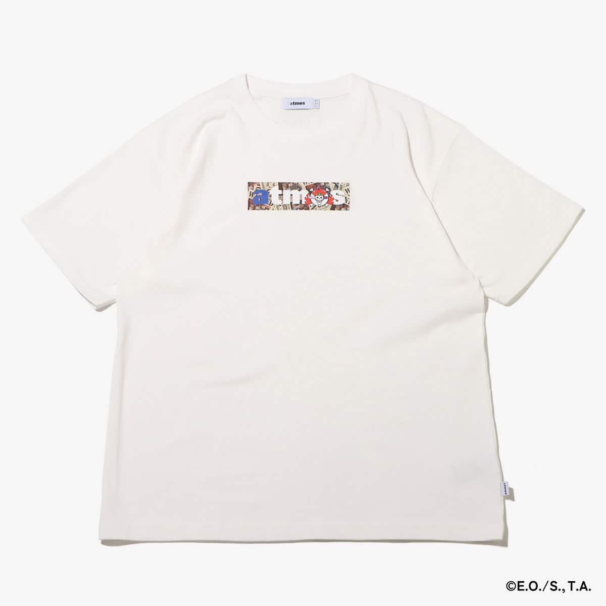 atmos × ONE PIECE WANTED POSTER BOX LOGO T-SHRTS WHITE×KID 23SU-S