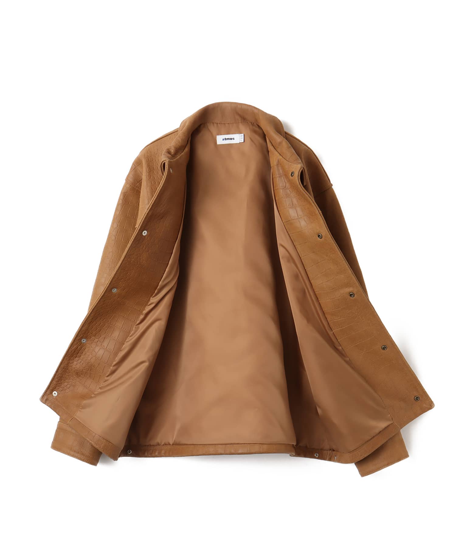 atmos Cow Leather Python Embossed Coach Jacket CAMELの画像