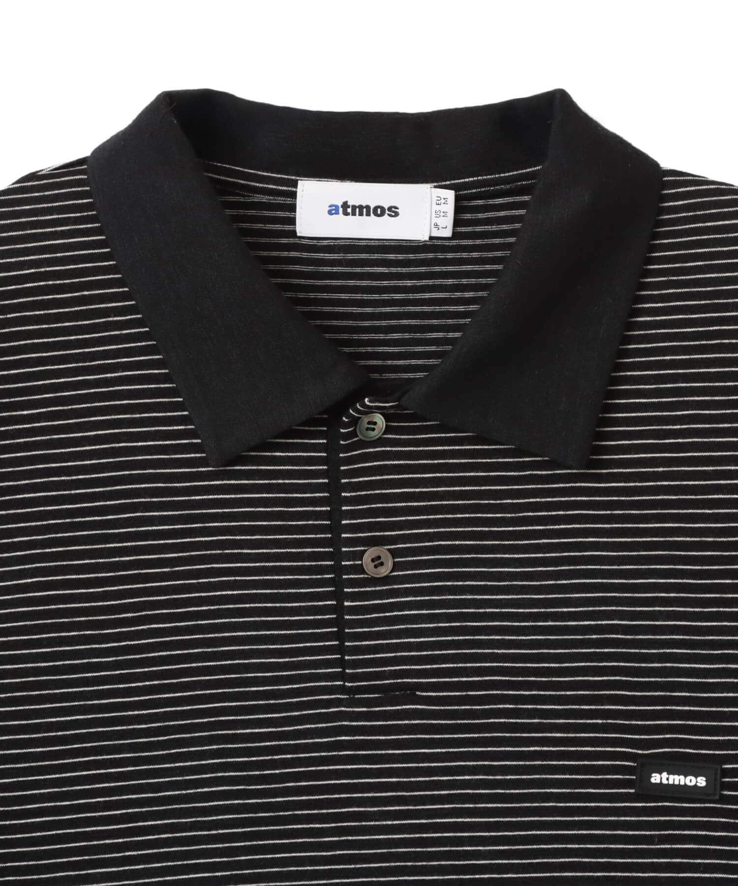 atmos Merino Wool Knit Polo Shirt BLACKの画像