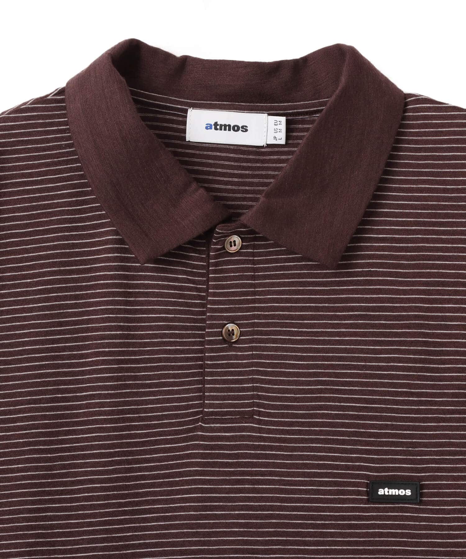 atmos Merino Wool Knit Polo Shirt BROWNの画像