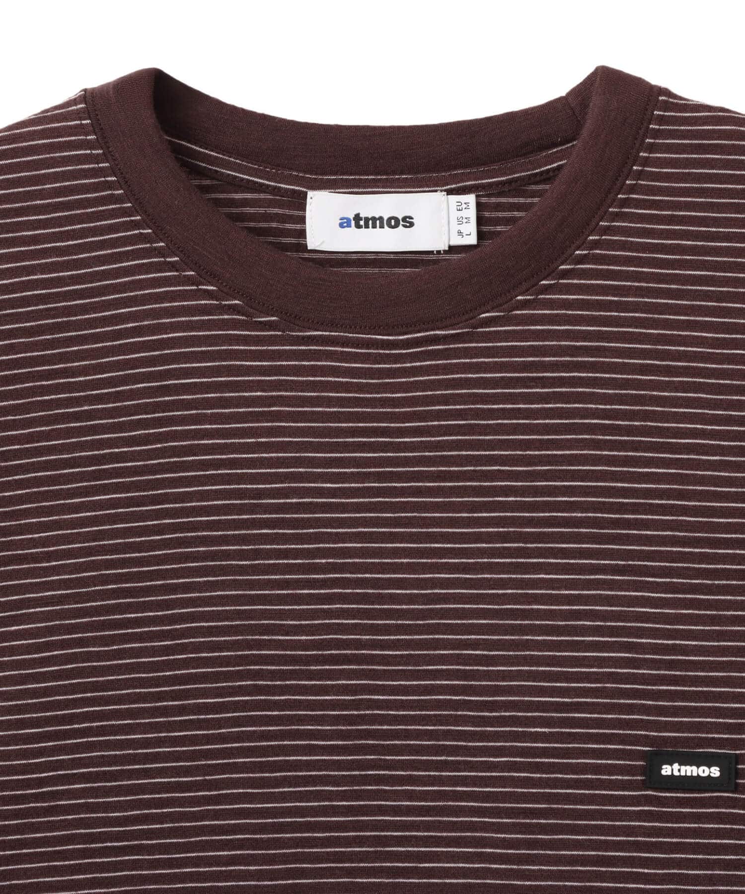 atmos Merino Wool Knit Border T-Shirt BROWNの画像