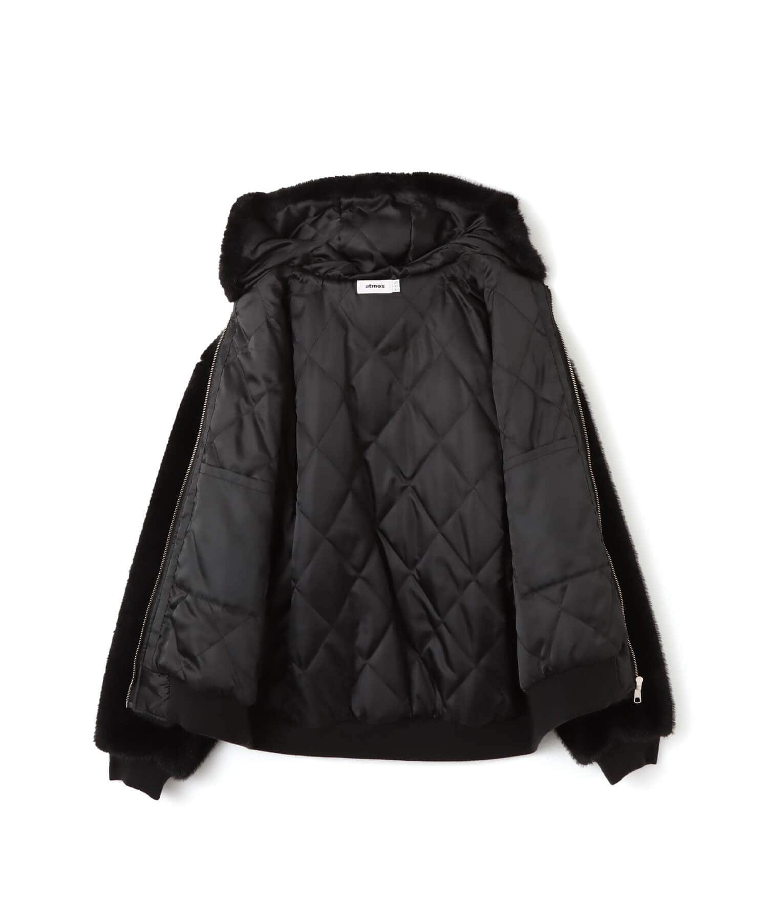 atmos Faux Fur Hoodie Jacket BLACKの画像