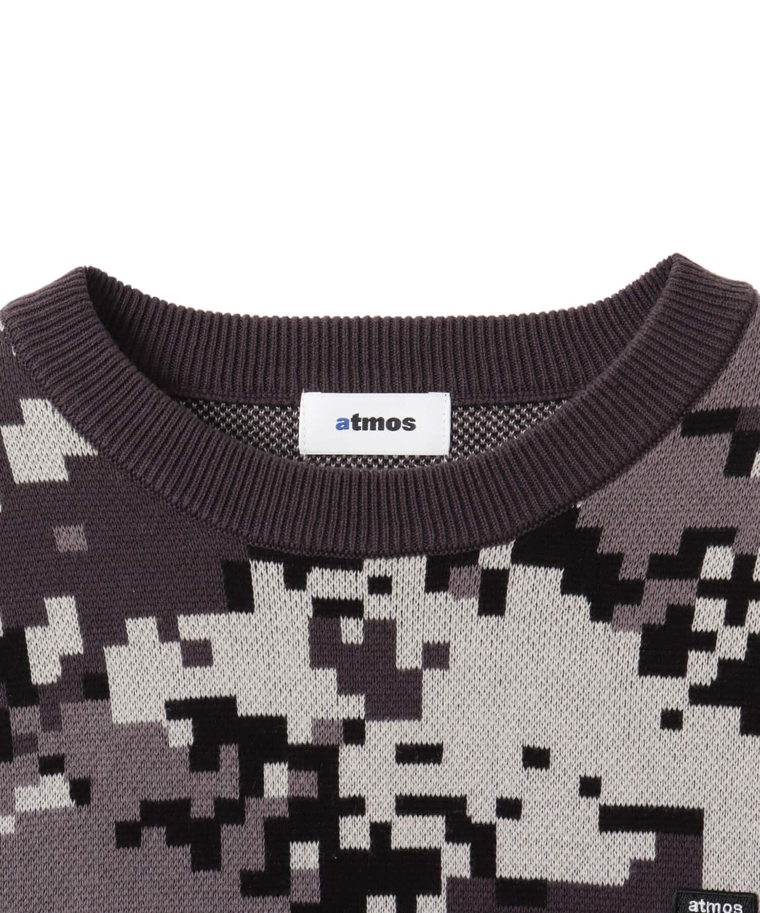 atmos Small Logo Patch  Knit Sweater CAMOUFLAGE BLACKの画像