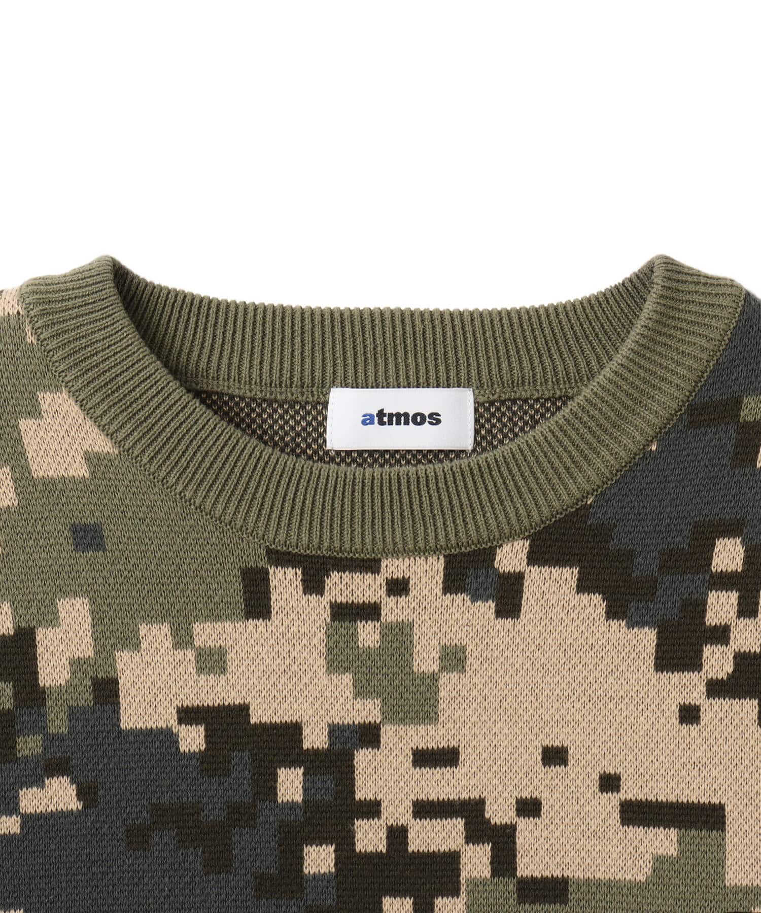 atmos Small Logo Patch  Knit Sweater CAMOUFLAGE KHAKIの画像