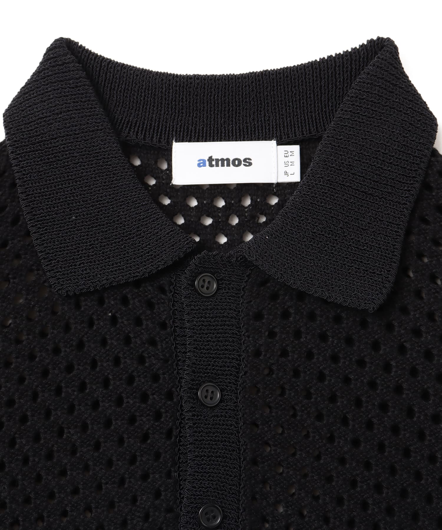 atmos Crochet Polo Sweater BLACKの画像