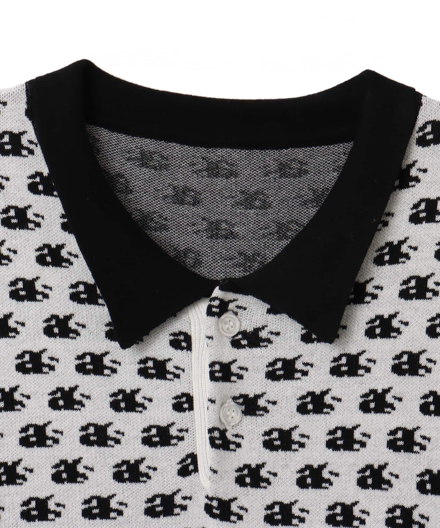 atmos Knit Jacquard Polo WHITEの画像