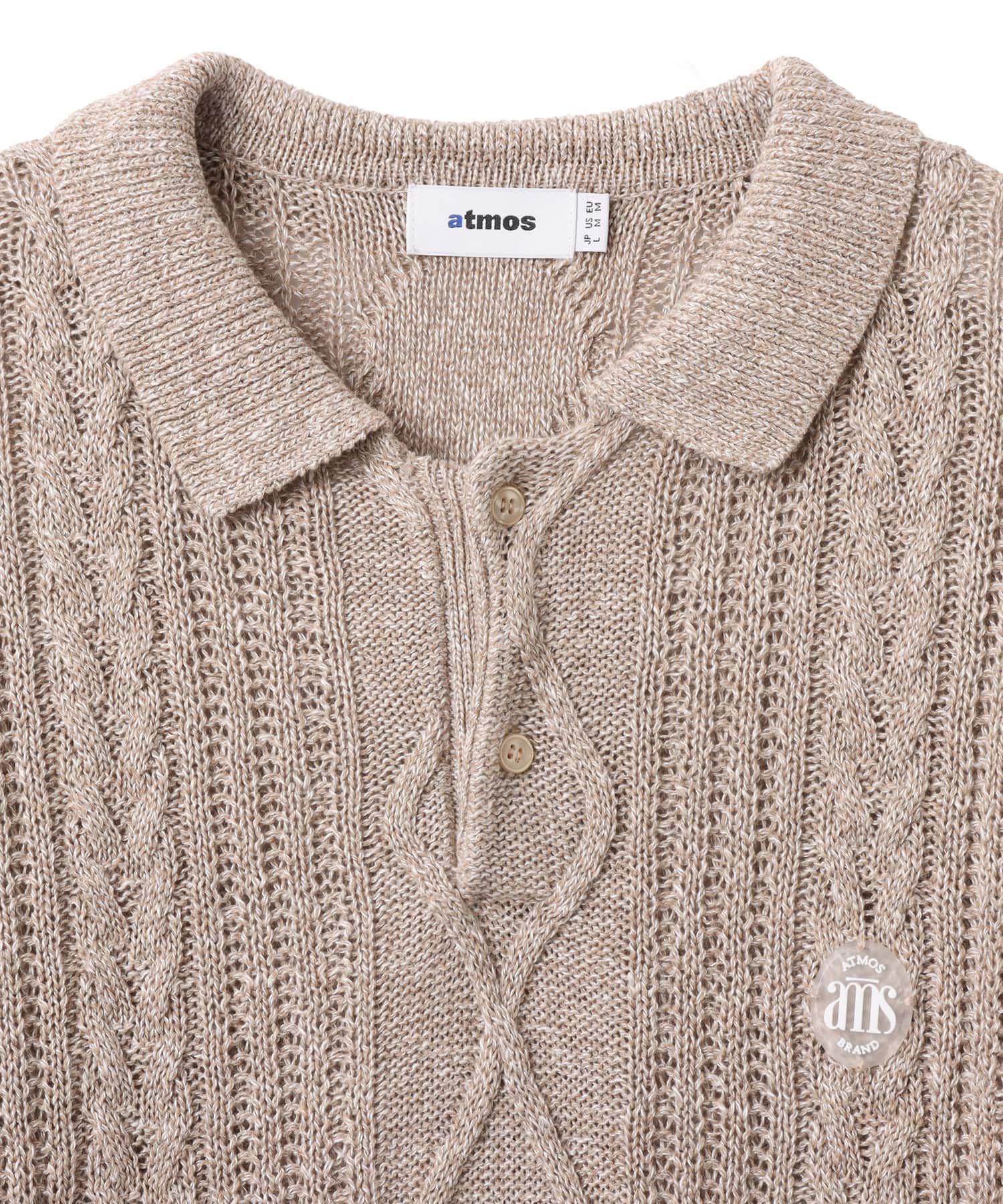 atmos Cable Knit Polo Shirt BEIGEの画像