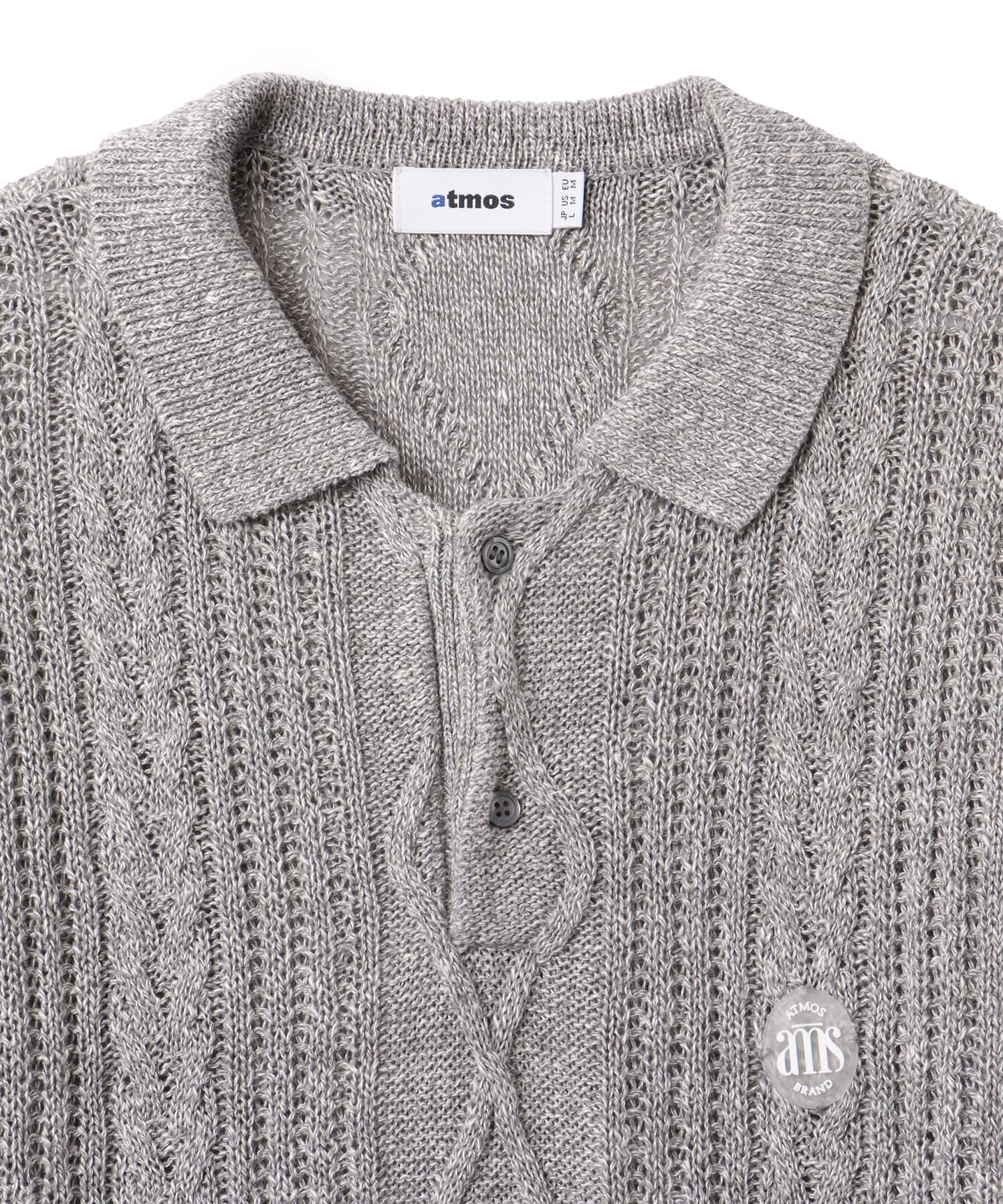 atmos Cable Knit Polo Shirt GRAYの画像