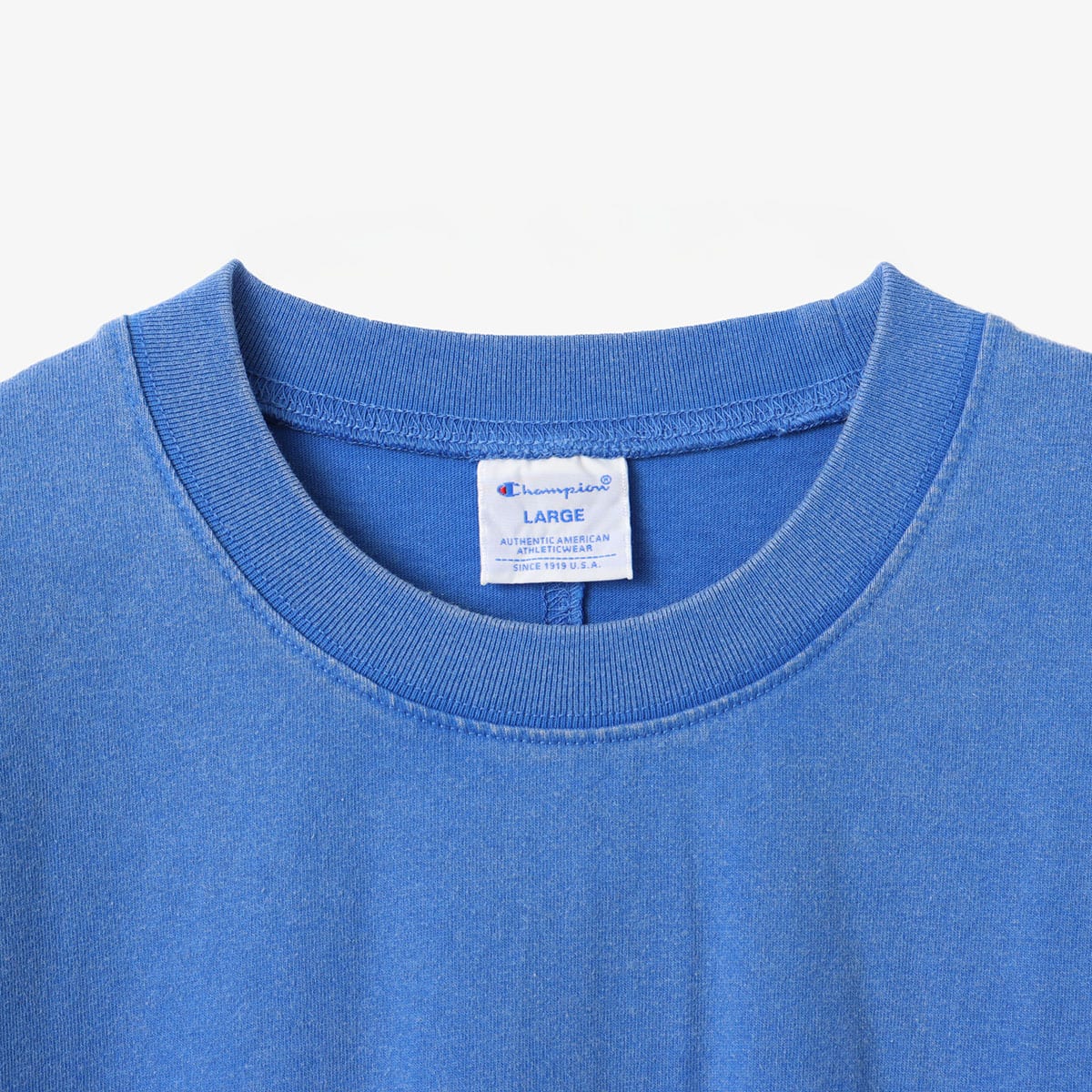 atmos × champion PIGMENT T-shirt LIGHT BLUEの画像