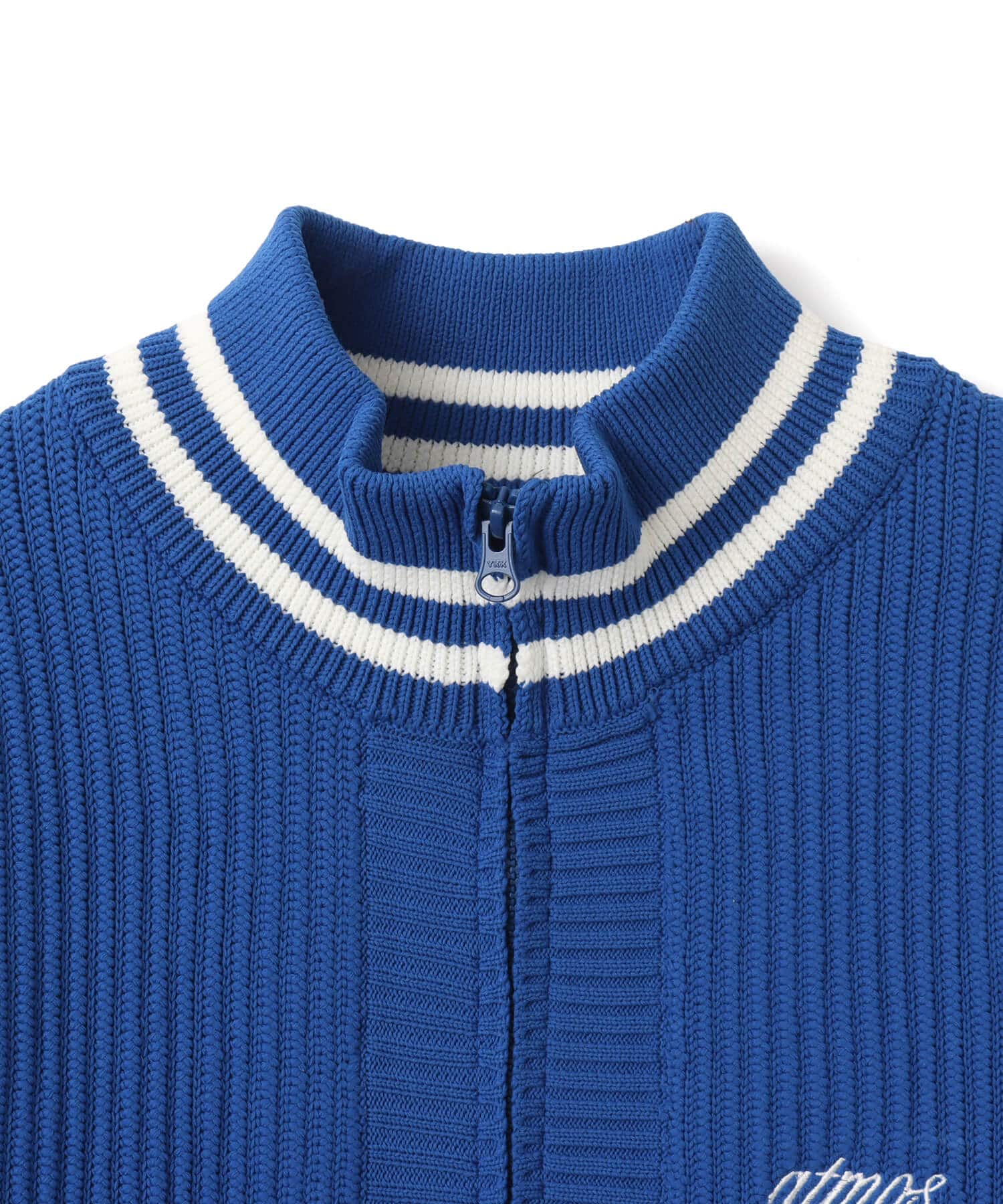 atmos Polyester Single-Ridge Tuck Zip-Up Sweater BLUEの画像