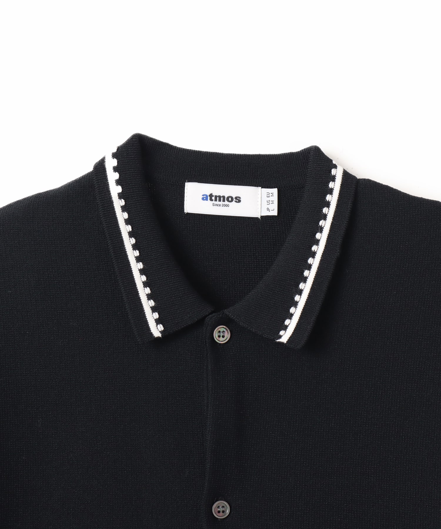 atmos Milano Rib Open Coller Knit Shirt  BLACKの画像