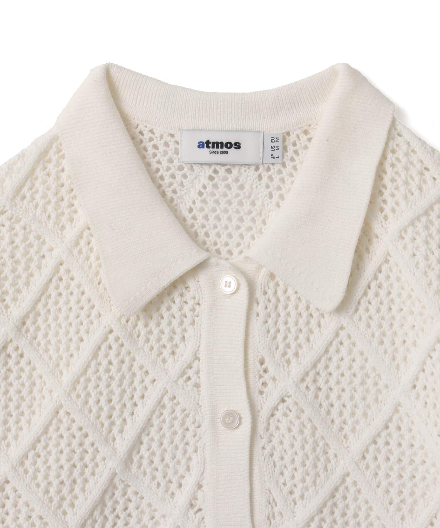 atmos Diamond Mesh Openwork Knit WHITEの画像