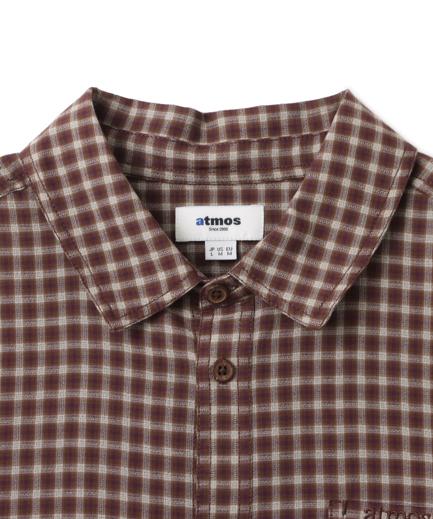 atmos Cotton Dobby Check Shirt BROWNの画像