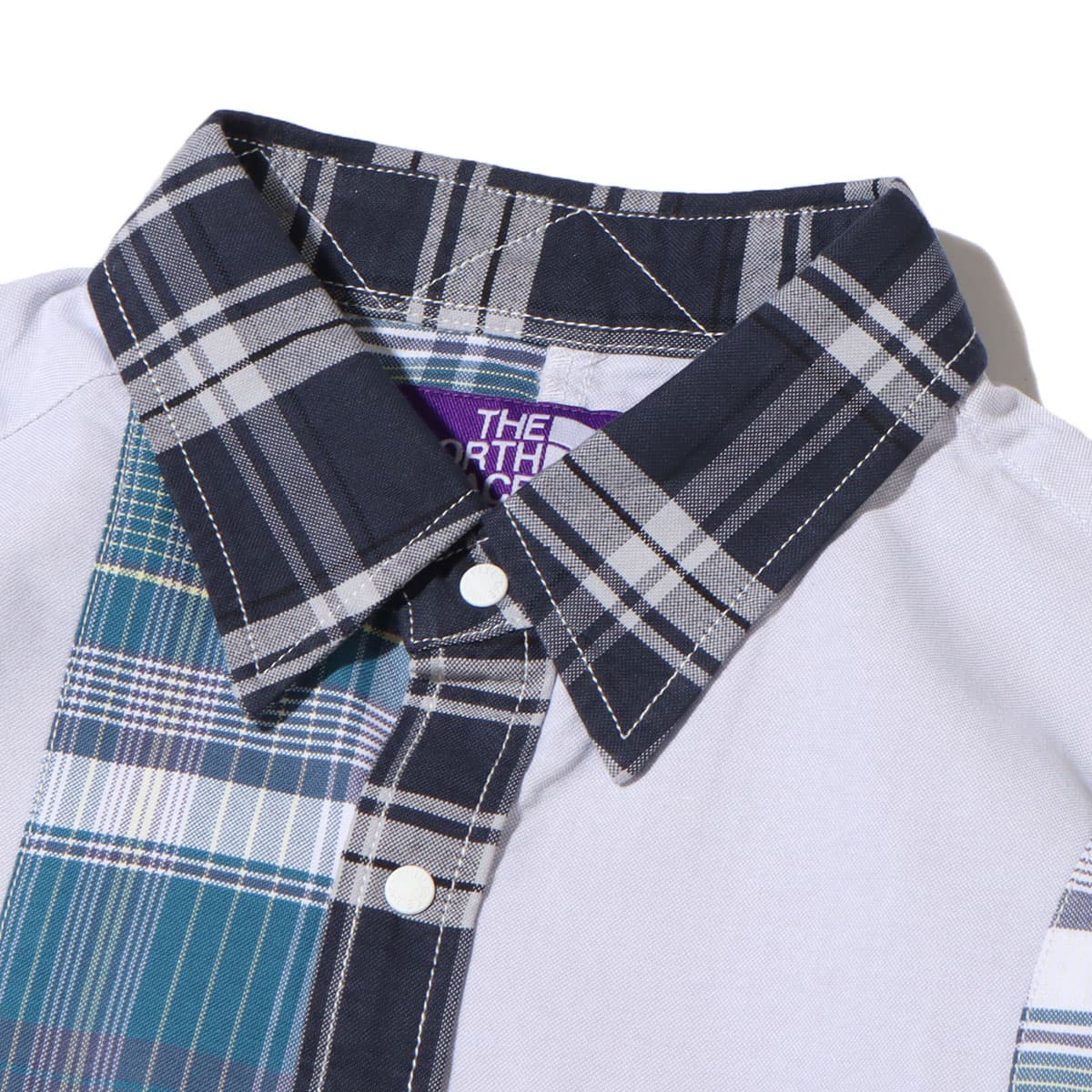 THE NORTH FACE PURPLE LABEL Patchwork H/S Shirt BLUE 22SS-I