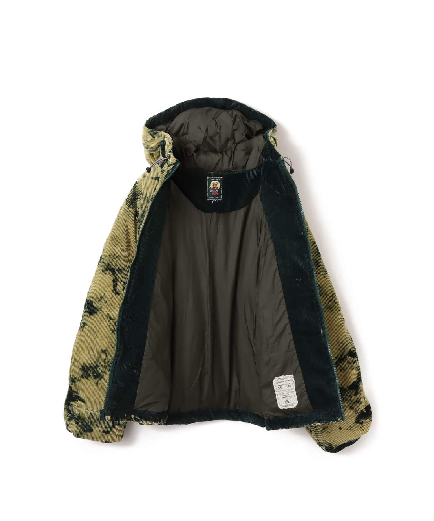 BRAIN DEAD BLEACH DYED DIMENSION PUFFER JACKET OLIVEの画像