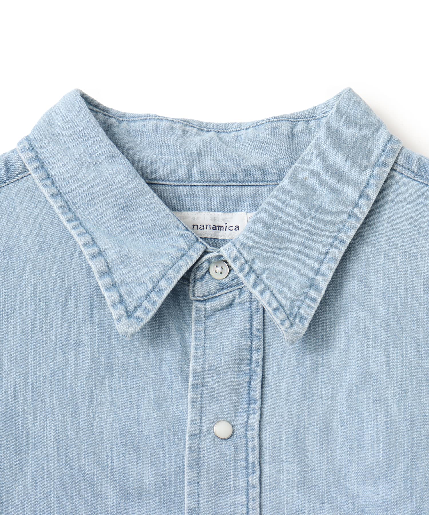 nanamica Regular Collar Light Denim Shirt Indigo Bleachの画像