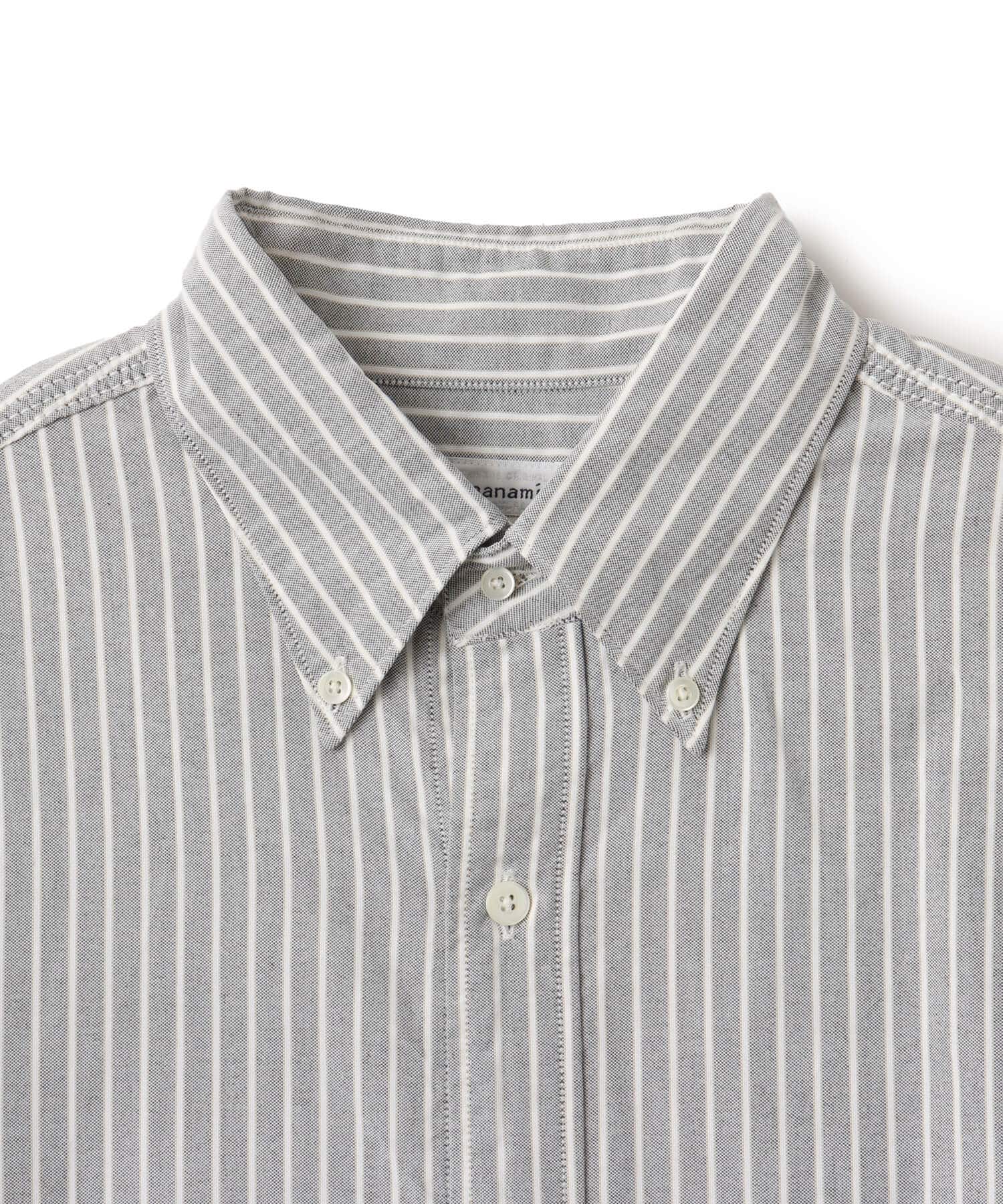nanamica Button Down Stripe Wind Shirt Brownの画像