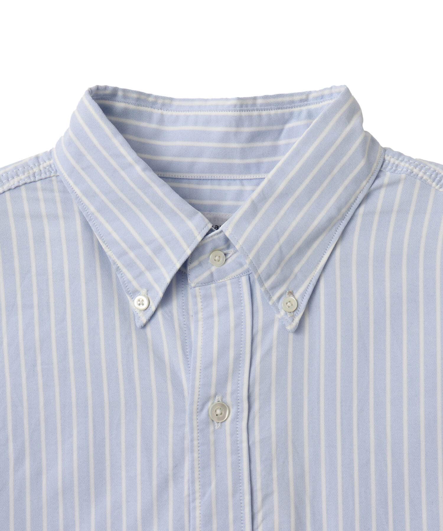 nanamica Button Down Stripe Wind Shirt Navyの画像