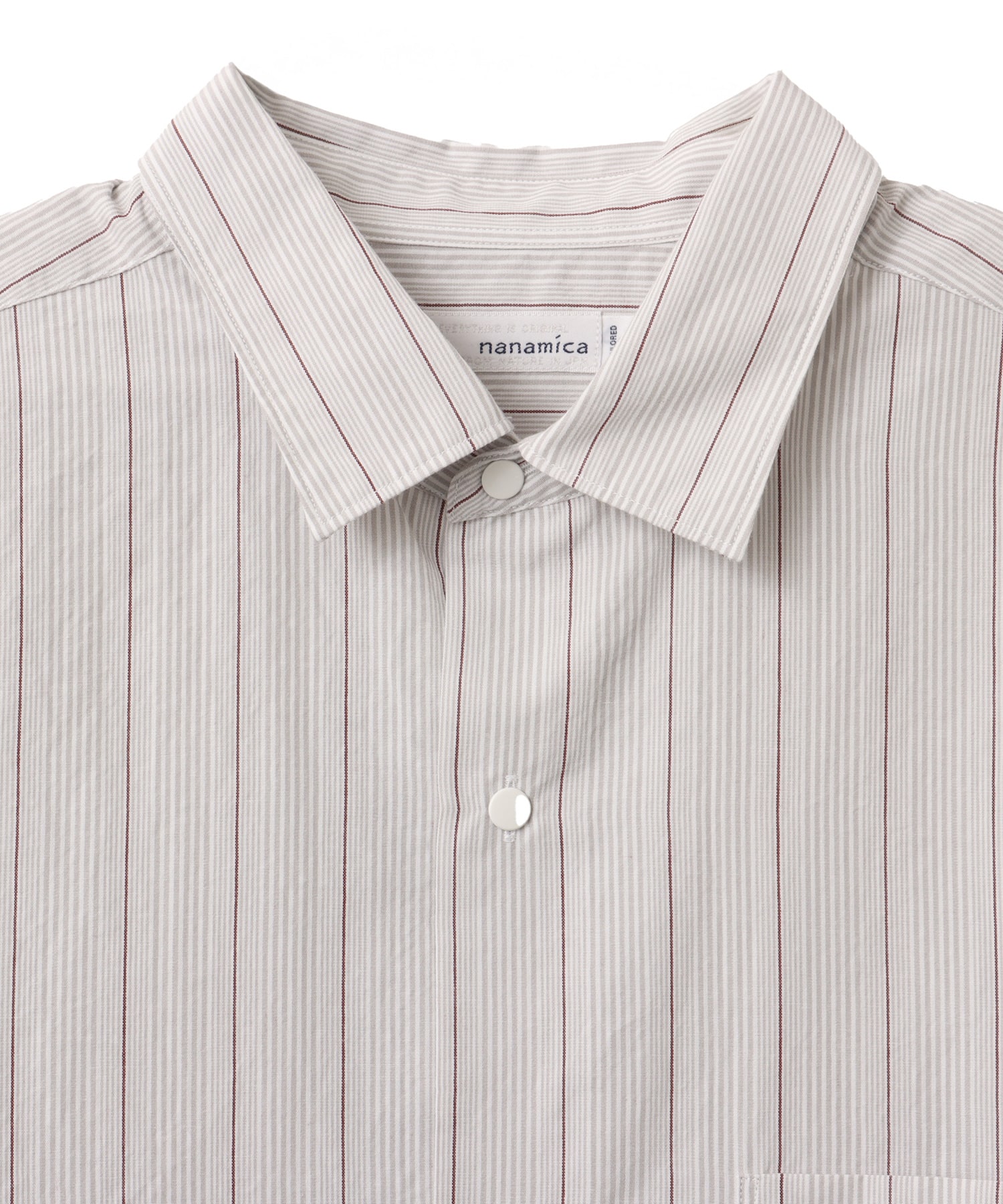 nanamica Regular Collar Stripe Wind Shirt Grayの画像
