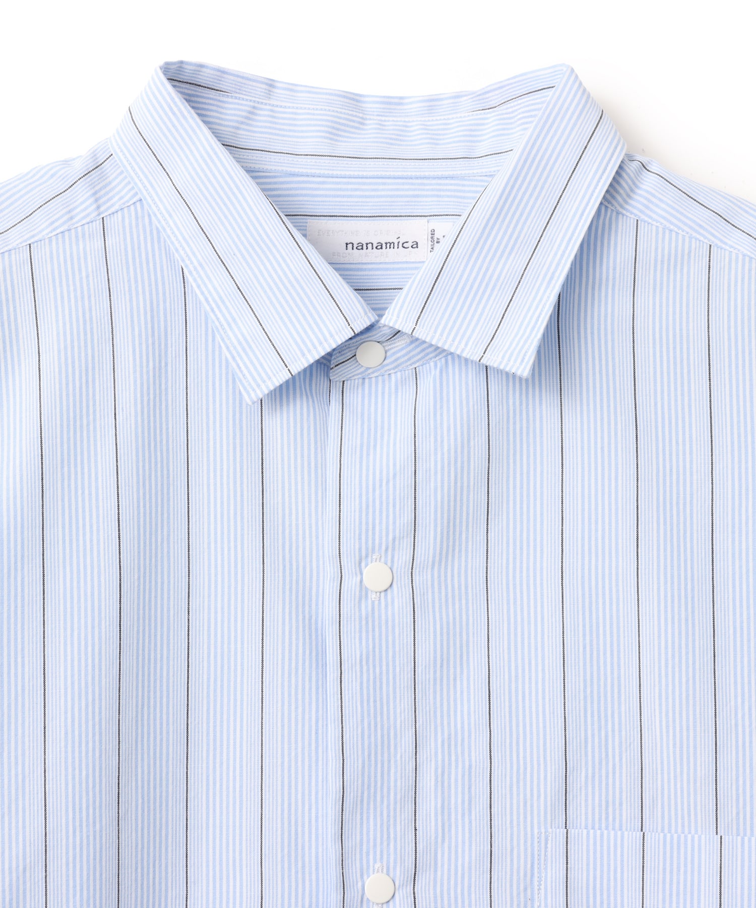 nanamica Regular Collar Stripe Wind Shirt Saxの画像