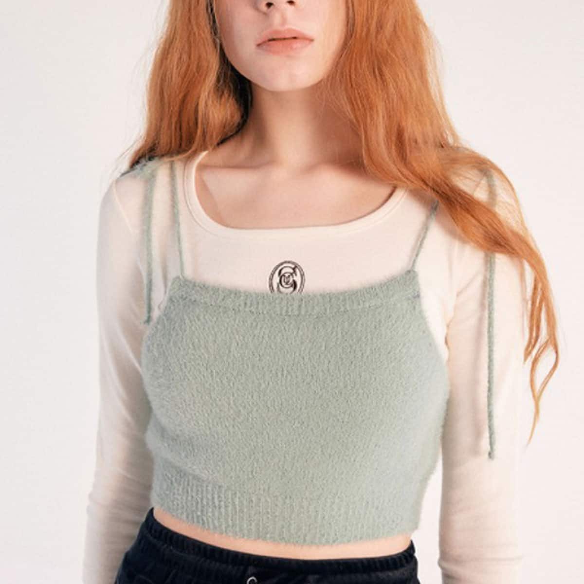SCULPTOR Fuzzy Self-Tie Bustier GREEN 21FA-Iの画像