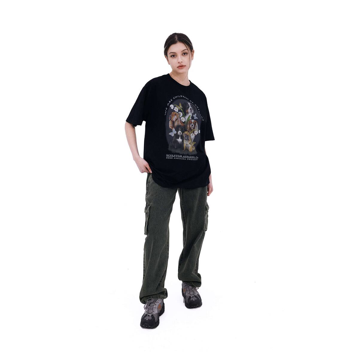 SCULPTOR Puppy Friends T-Shirts BLACK 22FA-Iの画像