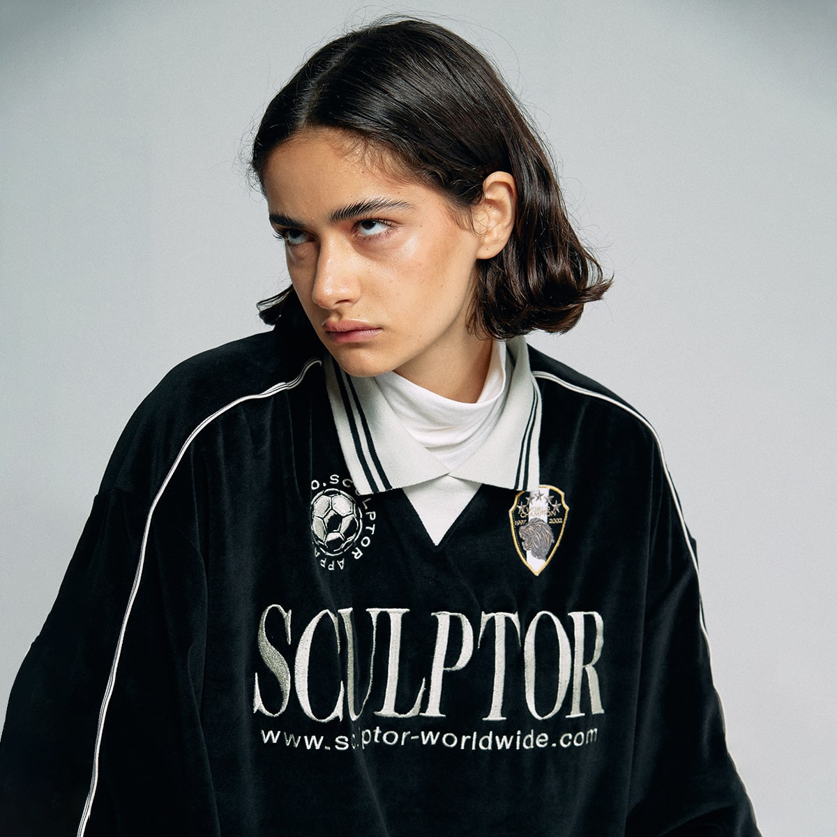 SCULPTOR Velour Soccer Jersey BLACK 22FA-I