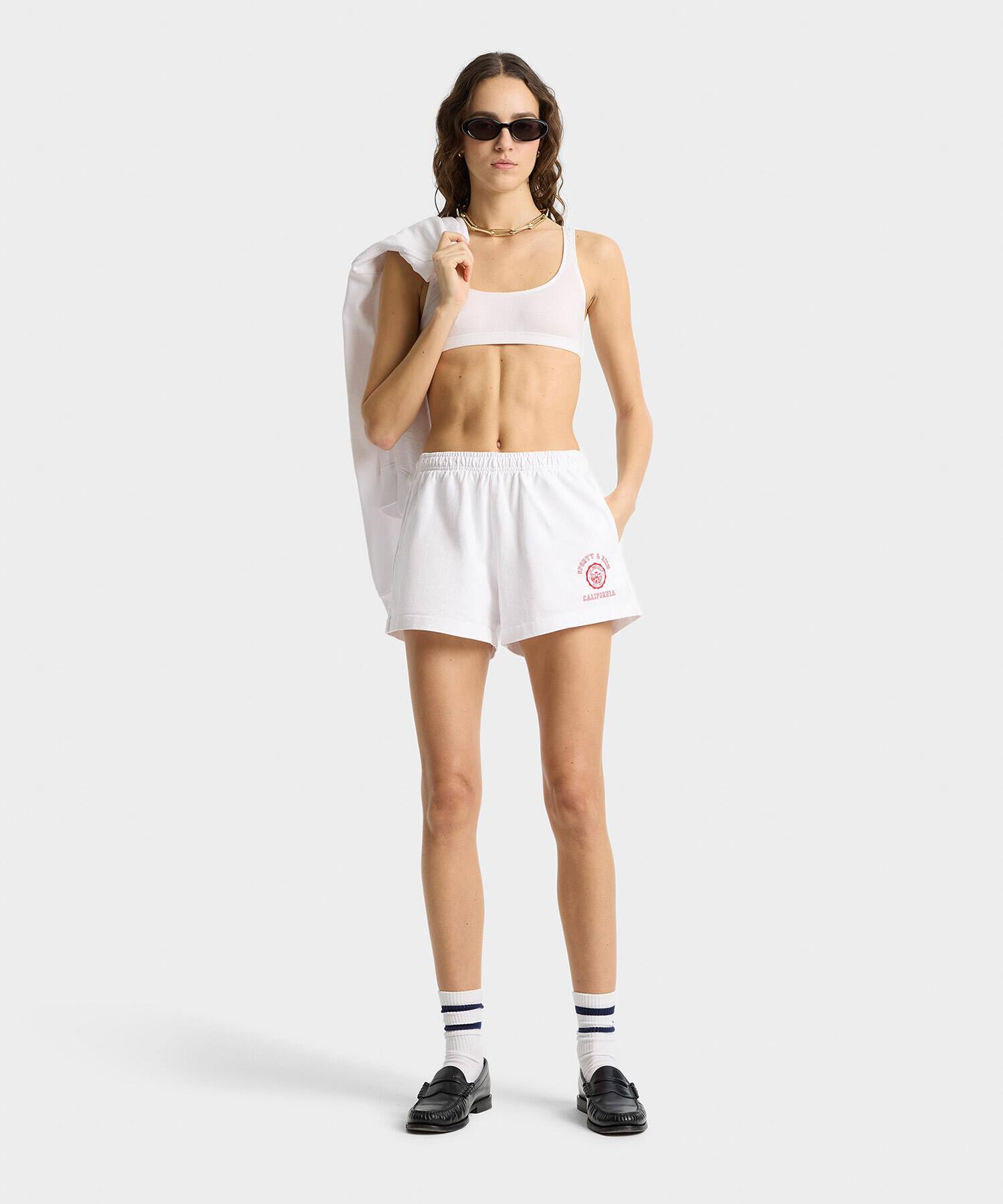 SPORTY＆RICH California Emblem Disco short Whiteの画像