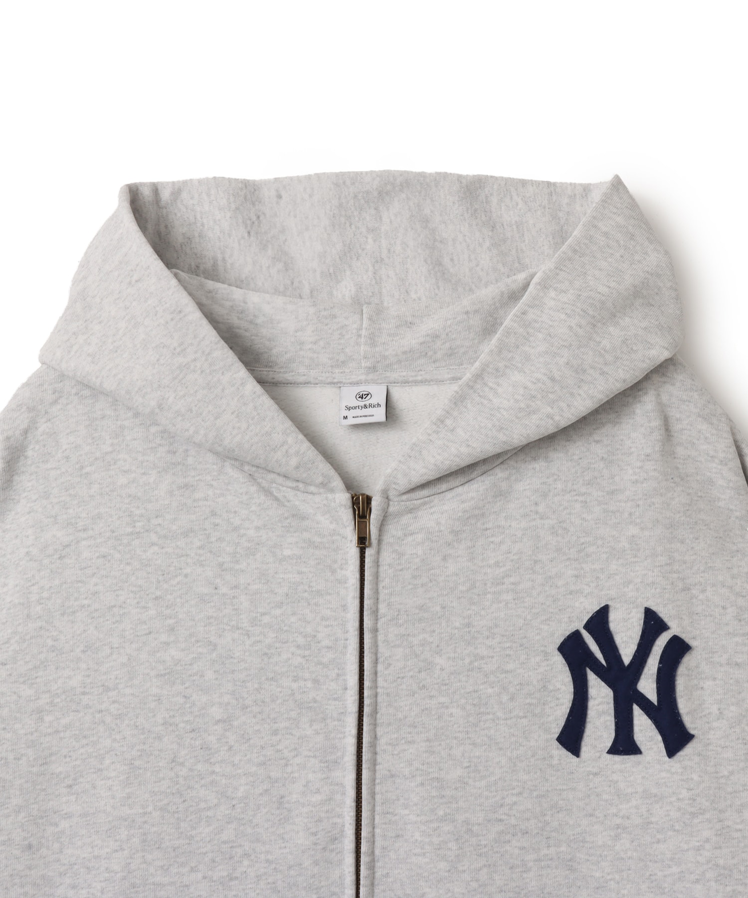 SPORTY＆RICH Heritage Yankees Serif Zip Hoodie Heather Grayの画像